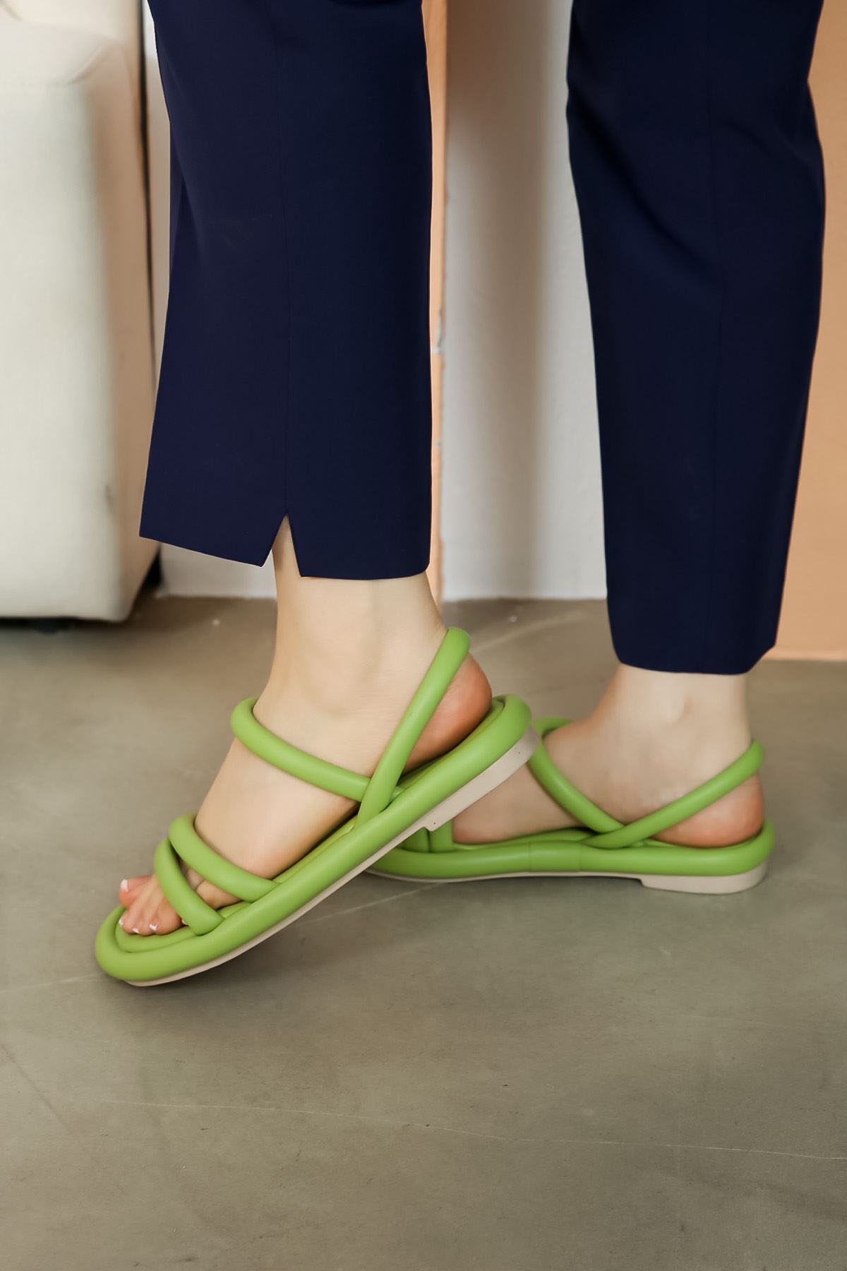Puff Sander Fıstık Yeşili Kadın Sandalet