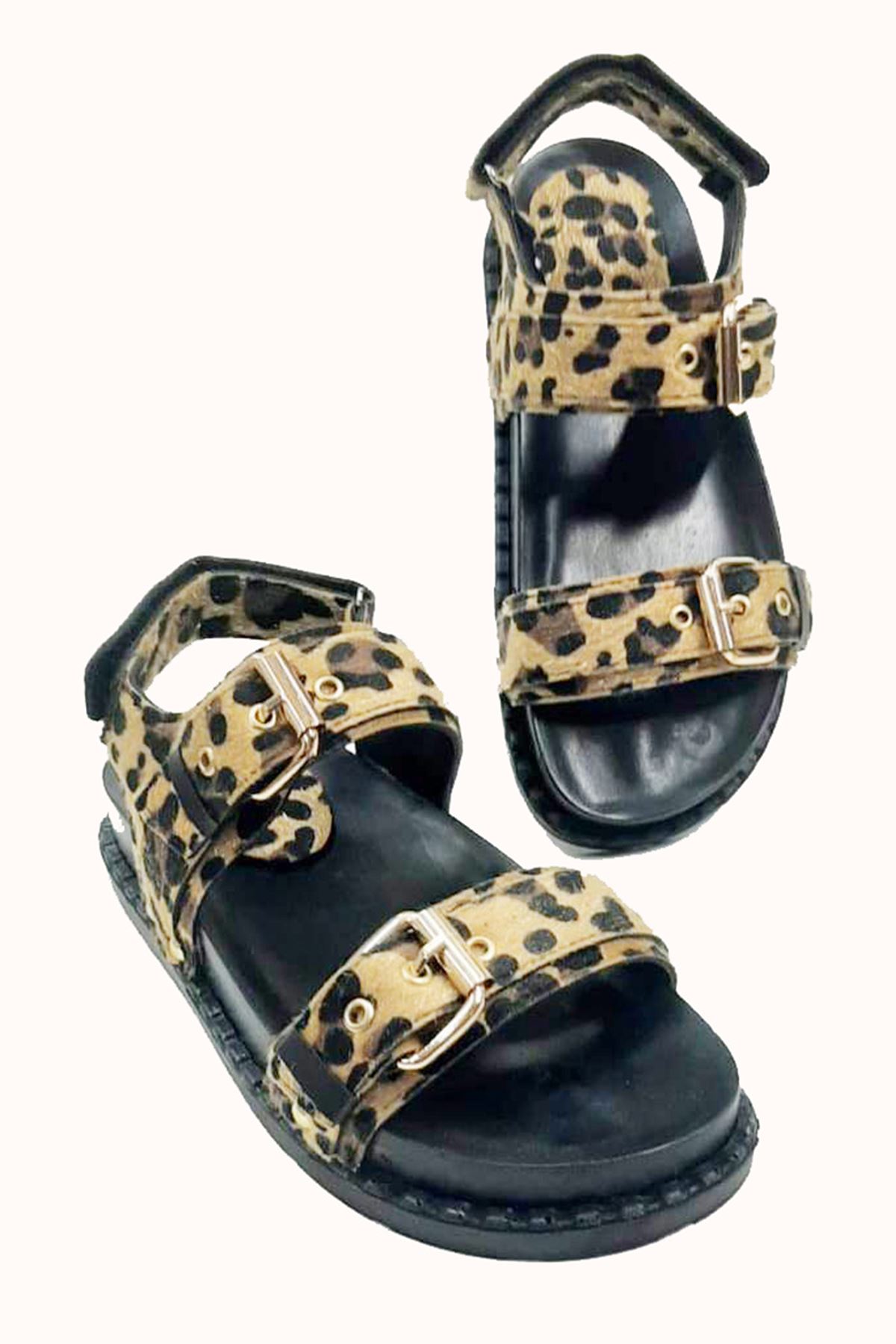 Myles leopar taba Altın okalı Kadın Sandalet