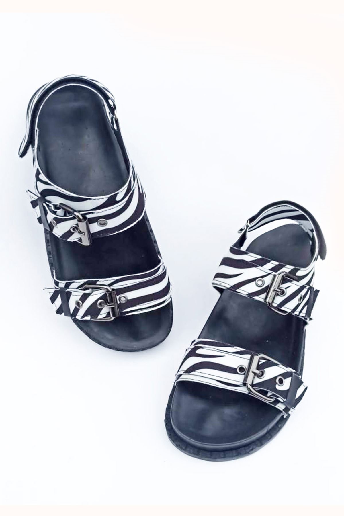 Myles Zebra Platin Tokalı Kadın Sandalet