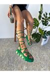 Alberta Yeşil Kleopatra Bilekten Bağlı Kadın Sandalet